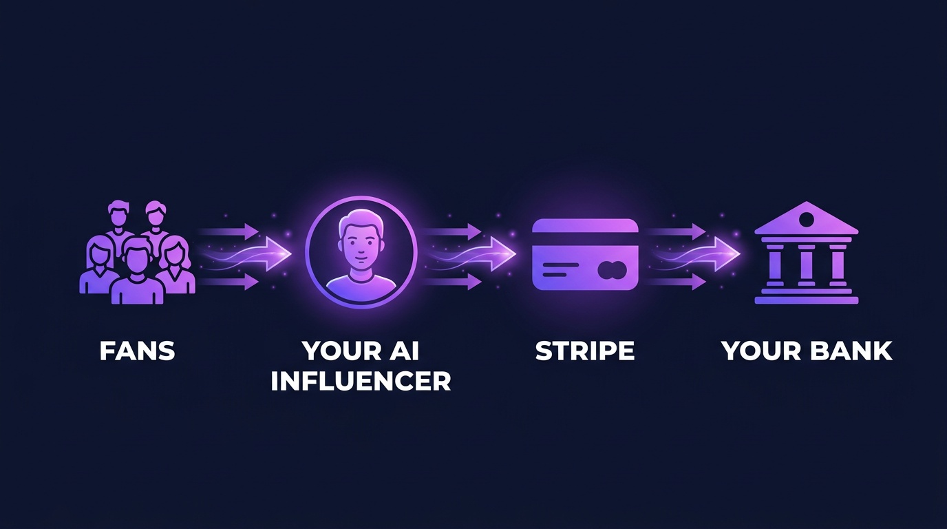 Fans → Your AI Influencer → Stripe → Your Bank
